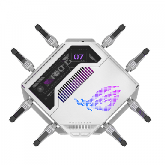 Asus WiFi 7 Tri-band Gaming Router | ROG Rapture GT-BE19000AI | 802.11ax | 10/100/1000 Mbit/s | Ethernet LAN (RJ-45) ports 1 | Mesh Support Yes | MU-MiMO Yes | 4G/5G | Antenna type External