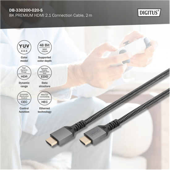 Digitus 8K HDMI Ultra High Speed Connection Cable | DB-330200-020-S | 2 m