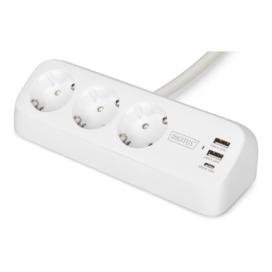 Digitus 3-way office socket strip with 2x USB-A and 1x USB-C connections | DA-70626