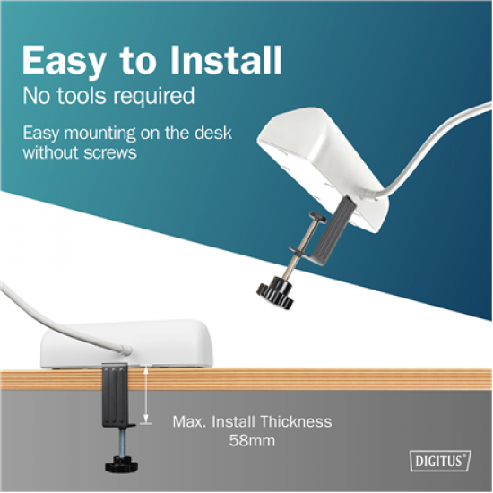 Digitus 3-way office socket strip with 2x USB-A and 1x USB-C connections | DA-70626
