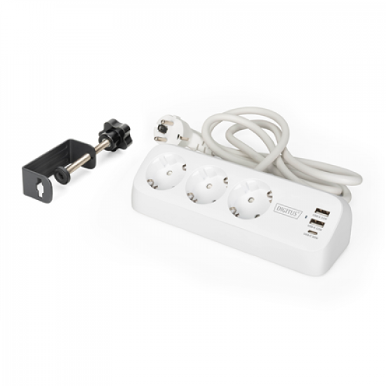 Digitus 3-way office socket strip with 2x USB-A and 1x USB-C connections | DA-70626
