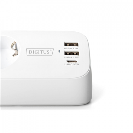 Digitus 3-way office socket strip with 2x USB-A and 1x USB-C connections | DA-70626