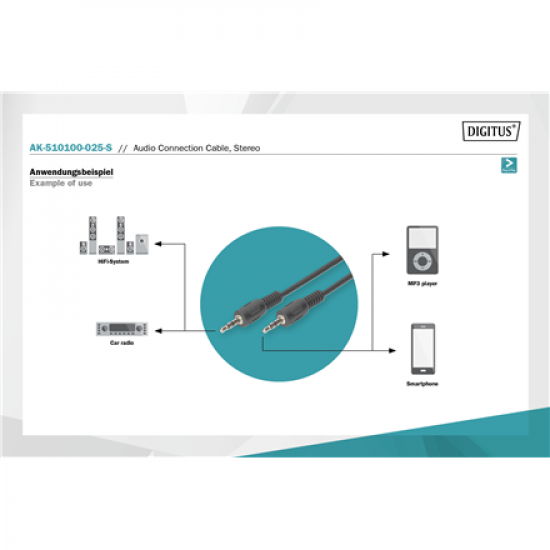 Digitus Audio Connection Cable, Stereo | AK-510100-025-S