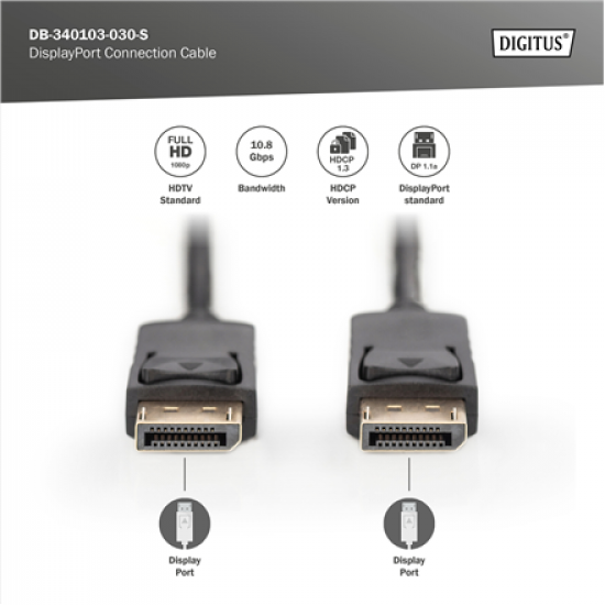 Digitus | DisplayPort Connection Cable | AK-340103-030-S | 3 m