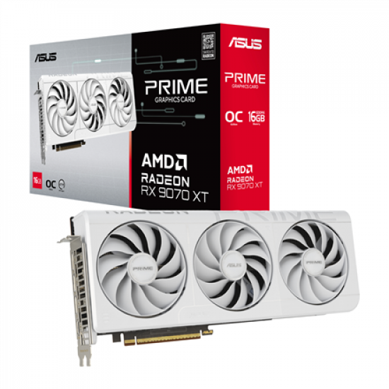 Asus Prime Radeon RX 9070 XT White OC Edition 16GB GDDR6 | AMD | 16 GB | Radeon RX 9070 XT | GDDR6 | HDMI ports quantity 1 | PCI Express 5.0