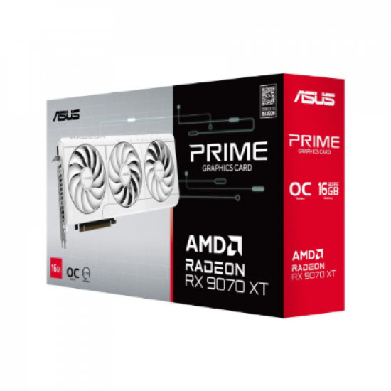 Asus Prime Radeon RX 9070 XT White OC Edition 16GB GDDR6 | AMD | 16 GB | Radeon RX 9070 XT | GDDR6 | HDMI ports quantity 1 | PCI Express 5.0