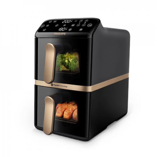 Philips Dual Basket Airfryer | NA462/70 4000 Series | Power 2750 W | Capacity 10 L | Rapid Air technology | Black