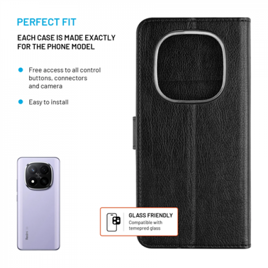 Fixed Opus | Book Case | Xiaomi | Redmi Note 15 Pro 4G | Synthetic leather | Black