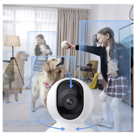 Reolink 4K Dual-Band Wi-Fi 6 Indoor Camera with Auto Tracking | E Series E340 | PTZ | 8 MP | 2.8-8mm/F1.6 | Micro SD, Max. 512GB
