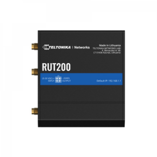 Teltonika LTE Cat 4 Router | RUT200 | 802.11n | 10/100 Mbit/s | Ethernet LAN (RJ-45) ports 2 | Mesh Support No | MU-MiMO No | No mobile broadband