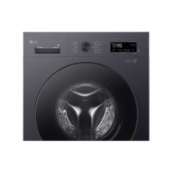 LG Washing machine | F4X1009NMB | Energy efficiency class A | Front loading | Washing capacity 9 kg | 1400 RPM | Depth 55 cm | Width 60 cm | Display | LED | Steam function | Direct drive | Wi-Fi | Graphite Black