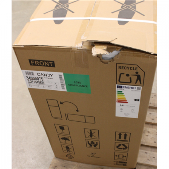 SALE OUT. Candy Refrigerator | COT1S45EW | Energy efficiency class E | Free standing | Larder | Height 84 cm | Fridge net capacity 91 L | Freezer net capacity 15 L | 39 dB | White | DAMAGED PACKAGING, DENT ON FRONT DOOR