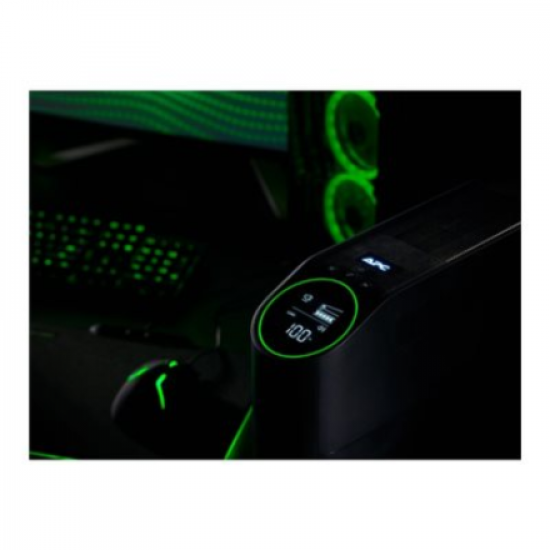 APC Back-UPS Pro for Gaming, 2200VA/1320W, Tower, 230V, 4x Schuko ir 2x IEC C13 lizdai, RGB Light, Pure Sine Wave, Midnight (Black) | Schneider Electric