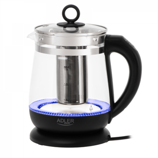 Adler Kettle | AD 1299 | Electric | 2200 W | 1.5 L | Glass | 360° rotational base | Black