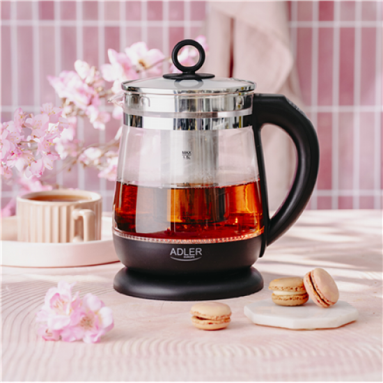 Adler Kettle | AD 1299 | Electric | 2200 W | 1.5 L | Glass | 360° rotational base | Black