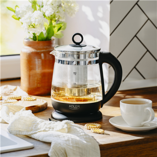 Adler Kettle | AD 1299 | Electric | 2200 W | 1.5 L | Glass | 360° rotational base | Black