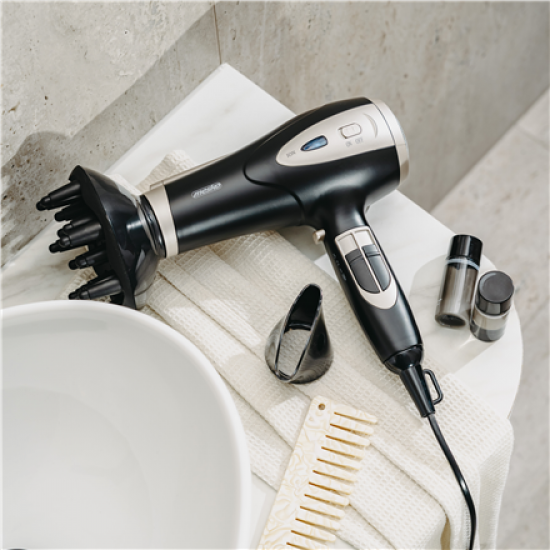 Mesko Hair Dryer | MS 2287 | 2200 W | Number of temperature settings 3 | Diffuser nozzle | Black/Champagne