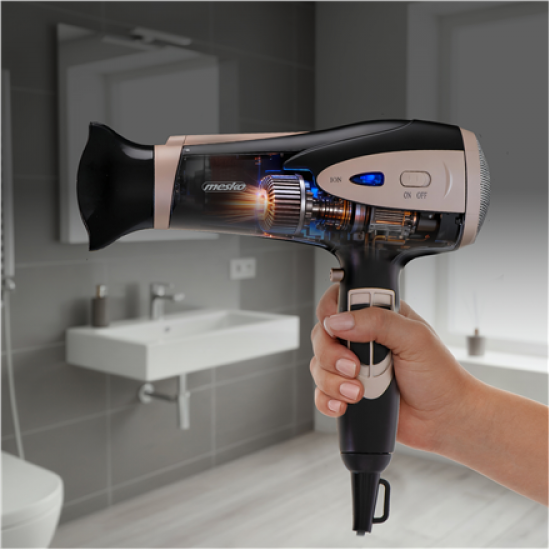 Mesko Hair Dryer | MS 2287 | 2200 W | Number of temperature settings 3 | Diffuser nozzle | Black/Champagne