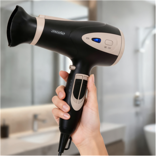 Mesko Hair Dryer | MS 2287 | 2200 W | Number of temperature settings 3 | Diffuser nozzle | Black/Champagne