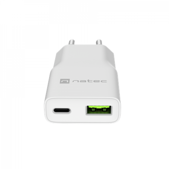 Natec Ribera USB Charger Gan Slim USB 1X USB-A + 1X USB-C 20W | NUC-2376