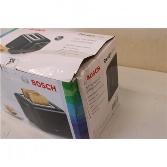SALE OUT. Bosch TAT3P423 Toaster, Black | Bosch DesignLine Toaster | TAT3P423 | Power 970 W | Number of slots 2 | Housing material Stainless steel | Black | DAMAGED PACKAGING