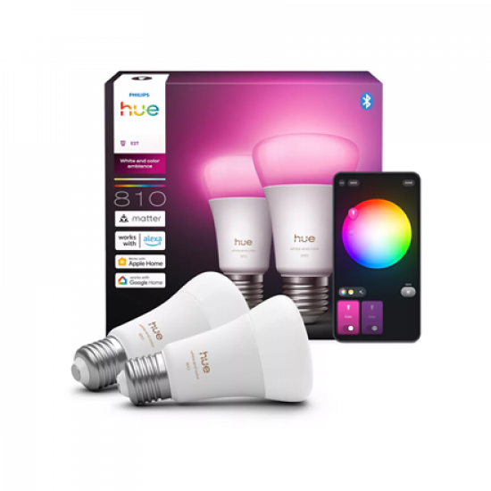 Philips Hue WCA 810 A60 2P EU | E27 | 6 W | White and colour light | Bluetooth and Zigbee
