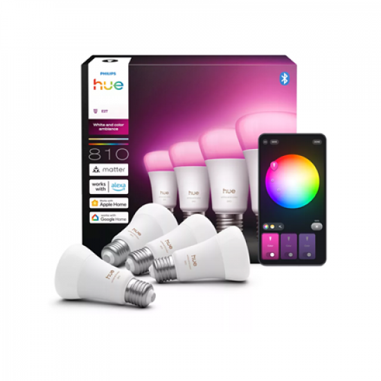 Philips Hue WCA 810 A60 E27 4P EU | E27 | 6 W | White and colour light | Bluetooth and Zigbee