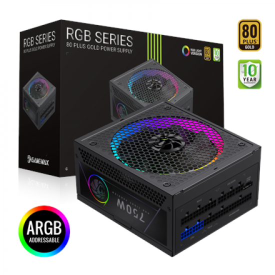 Gamemax PSU | RGB 750G | 750 W | Gold | Full Modular