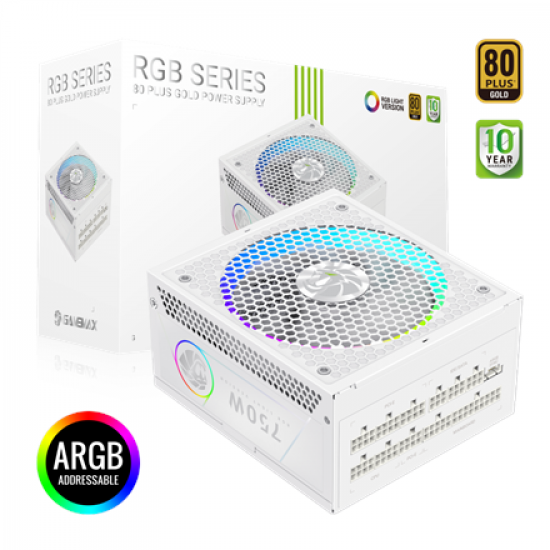 Gamemax PSU | RGB 750G WH | 750 W | Gold | White | Full Modular