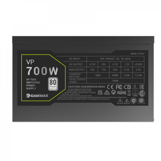 Gamemax PSU | VP 700S | 700 W | Bronze | Non-Modular