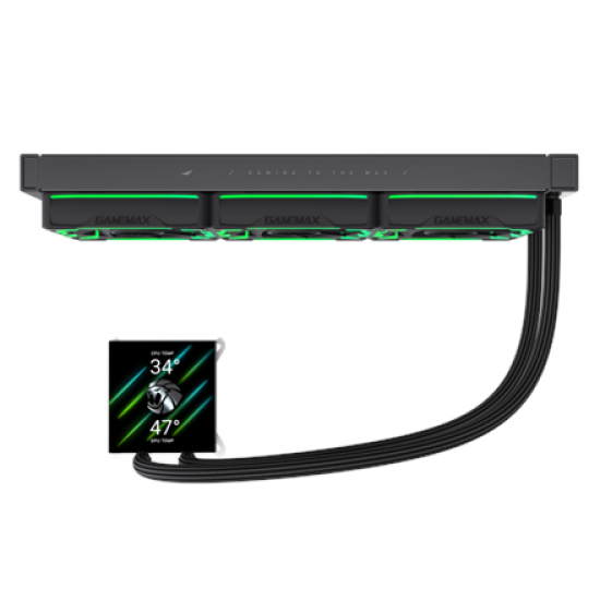 Gamemax CPU Liquid Cooler | HAILSTORM 360 LCD BK | Black