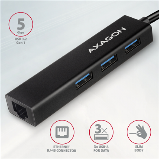 AXAGON SuperSpeed USB-C hub with gigabit LAN | HMC-GL3A