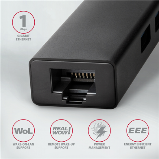 AXAGON SuperSpeed USB-C hub with gigabit LAN | HMC-GL3A