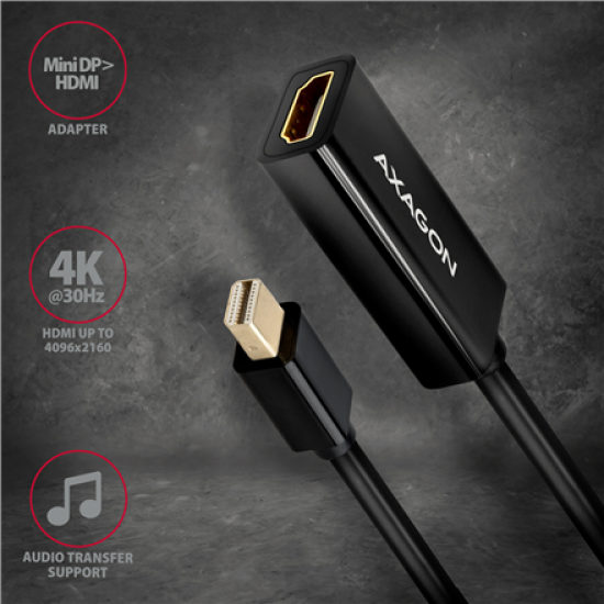 AXAGON Mini DP to HDMI adapter, 4K/30Hz | RVDM-HI14N