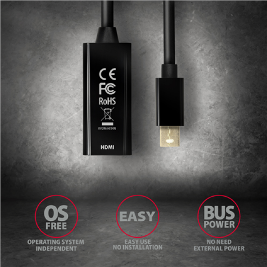 AXAGON Mini DP to HDMI adapter, 4K/30Hz | RVDM-HI14N