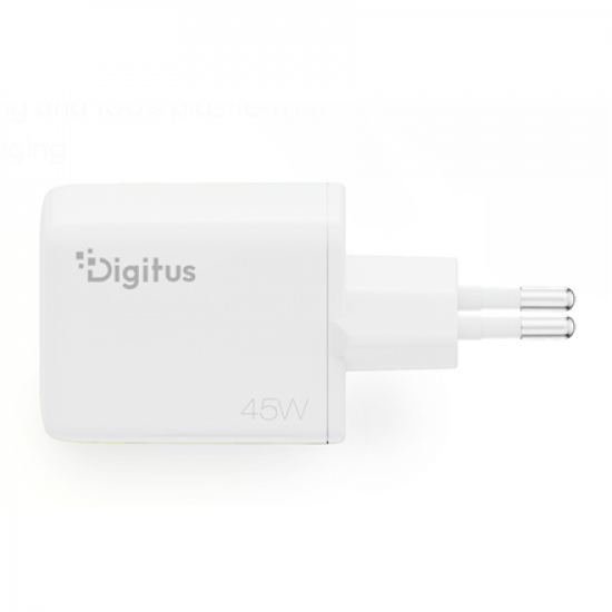 Digitus USB GaN Charger 45W, 1x USB-C, 1x USB-A | DA-10302