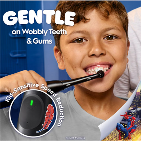 Oral-B Electric Toothbrush with Travel Case, 6Y+ | iO Kids Marvel Spiderman | Rechargeable | For kids | Number of brush heads included 1 | Number of teeth brushing modes 3