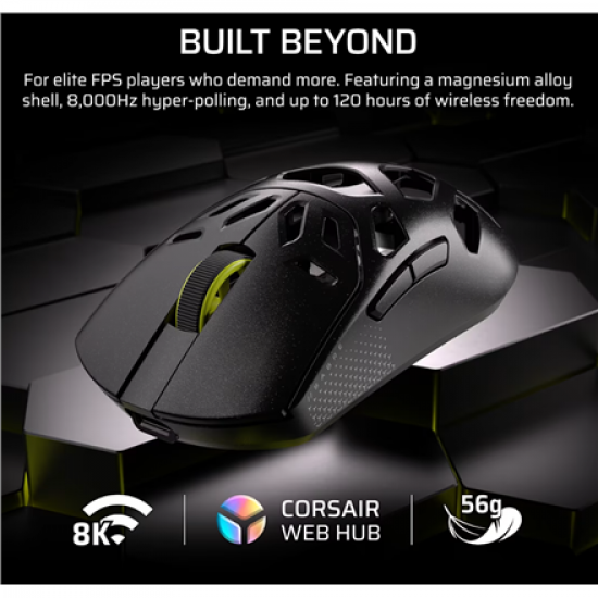 Corsair SABRE V2 PRO | Gaming Mouse | Wireless/Wired | 2.4GHz, Bluetooth, USB-C | Black