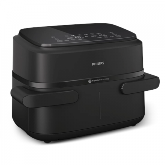 Philips Airfryer Dual Basket | NA150/00 1000 Series | Power 2450 W | Capacity 7 L | RapidAir Plus | Black