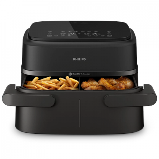 Philips Airfryer Dual Basket | NA150/00 1000 Series | Power 2450 W | Capacity 7 L | RapidAir Plus | Black