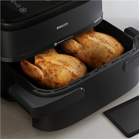 Philips Airfryer Dual Basket | NA150/00 1000 Series | Power 2450 W | Capacity 7 L | RapidAir Plus | Black