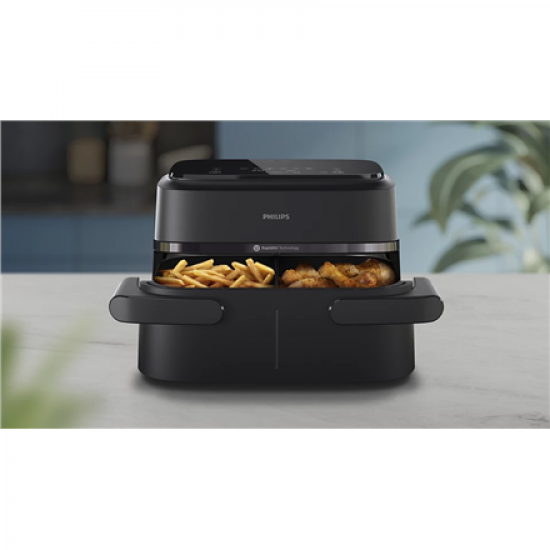 Philips Airfryer Dual Basket | NA150/00 1000 Series | Power 2450 W | Capacity 7 L | RapidAir Plus | Black
