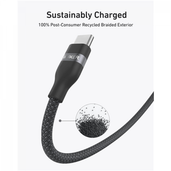 Anker USB-C to USB-C Cable Braided, 0.9m, 240W, Black | Anker USB-C Braided Cable, 0.9 m