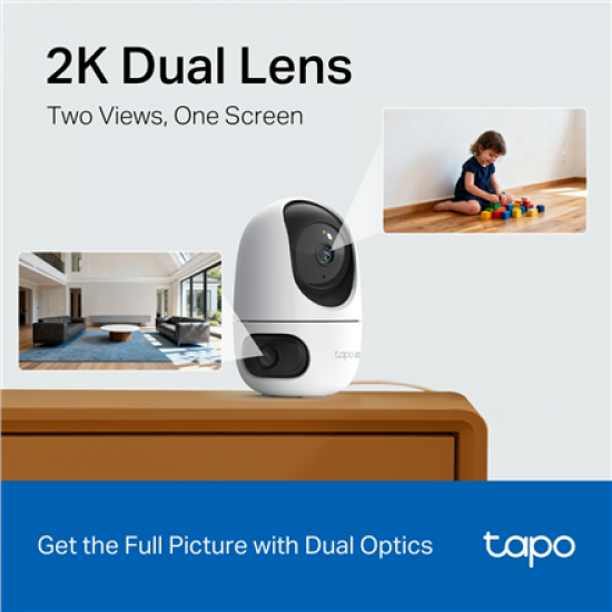 TP-LINK Tapo C245D | Dual Lens Pan/Tilt Security Camera | Dome | 3 MP | 3.1mm/F1.6 | MicroSD Card up to 512 GB