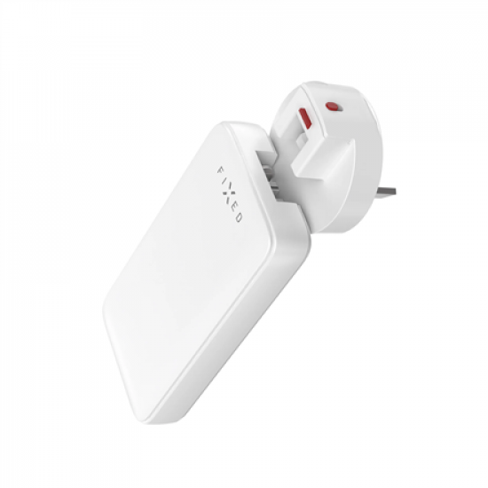 Fixed Slim Traveller 2xUSB-C Travel Charger with world adapters, GaN, 45W | White