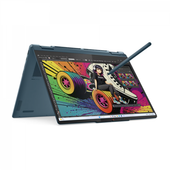 Lenovo Yoga 7 2-in-1 14AKP10 14 WUXGA Touch AMD AI R7 350/16GB/512GB/AMD Radeon 860M Graphics/WIN11 Home/Nordic Backlit kbd/Tidal Teal/2Y Wa | Lenovo Yoga (w/o 65W Power adapter) 7 2-in-1 14AKP10 | Tidal Teal | 14 