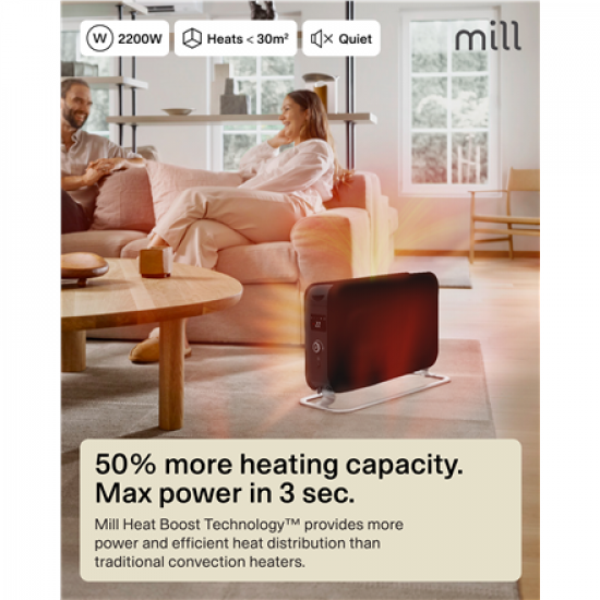 Mill Instant Max Led Portable Convection heater, 2200 W, Black