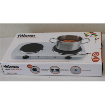 SALE OUT. Tristar Free standing table hob | KP-6245 | Number of burners/cooking zones 2 | Rotary | White | DAMAGED PACKAGING | Electric