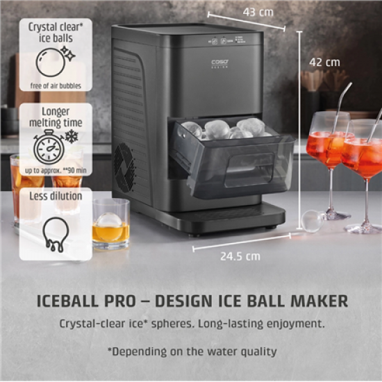 Caso Ice Ball Maker | IceBall Pro | Power 130 W | Capacity 1.3 L | Matt Black