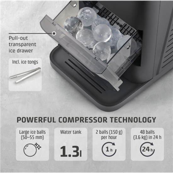 Caso Ice Ball Maker | IceBall Pro | Power 130 W | Capacity 1.3 L | Matt Black